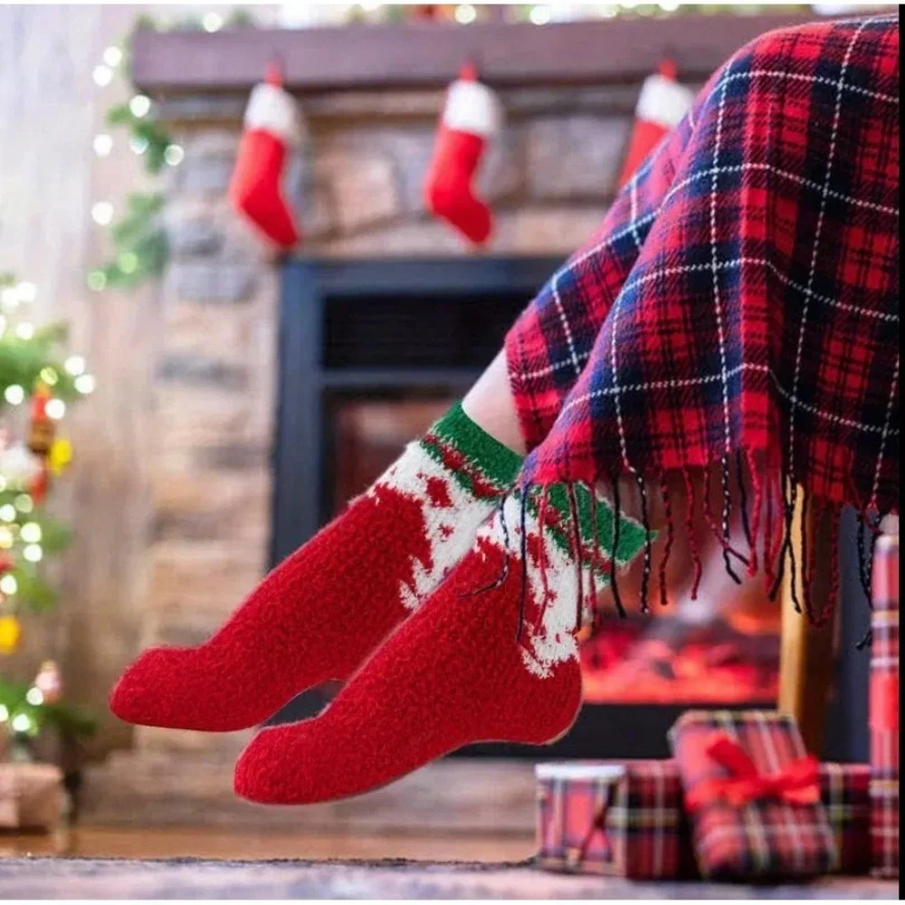Calcetines Navideños Gruesos Suaves Y Cálidos Novedosos Paquete De 5 Holiday NEW